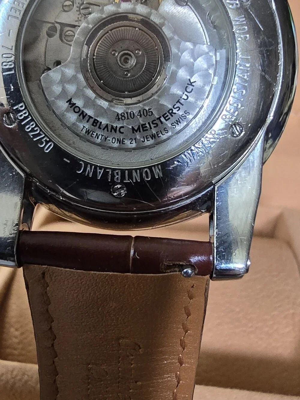Montblanc Black Dial GMT Men's Watch with Brown Leather Strap